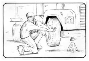 Drawing Depicting Rim Exploding off of tire