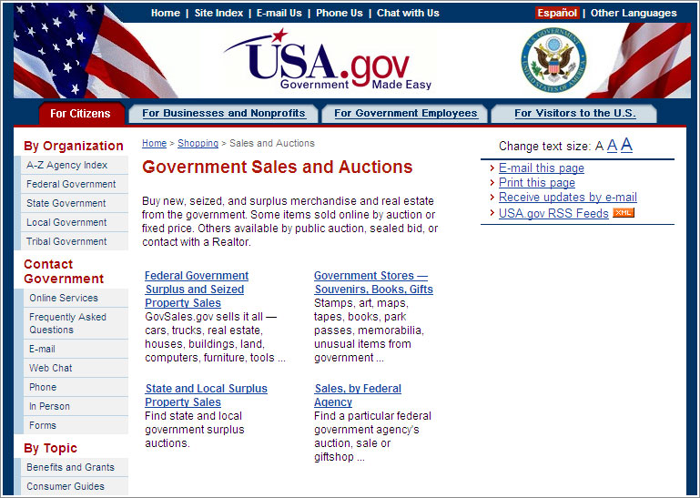 Government Sales and Auctions page
