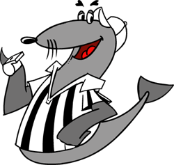 Flip, the Mint Seal wearing a referee uniform