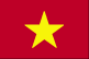 Flag of Vietnam is red field with a large yellow five-pointed star in the center.