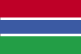 The flag of The Gambia is three equal horizontal bands of red (top), blue with white edges, and green.