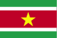 Flag of Suriname is five horizontal bands of green - top, double width; white; red - quadruple width; white; and green - double width; a large, yellow, five-pointed star is centered in red band.