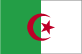 Flag of Algeria is two equal vertical bands of green (hoist side) and white; a red, five-pointed star within a red crescent centered over the two-color boundary.