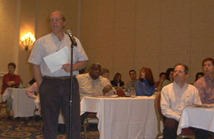 OIG staff actively participates in OIG's Fall 2003 Conference.  Seen here  Scott Miller,