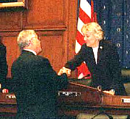 IG Gianni with Chairman Sue Kelly, House Financial Services Committee, Subcommittee on Oversight and Investigations after March 4, 2004 hearing.