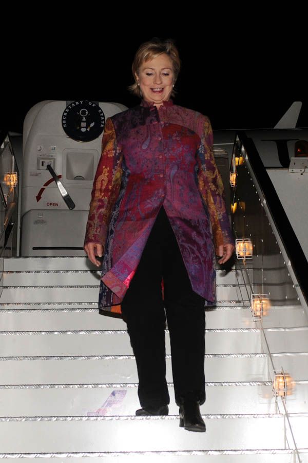 Secretary of State Hillary Rodham Clinton arrives in Sharm El Sheikh.
