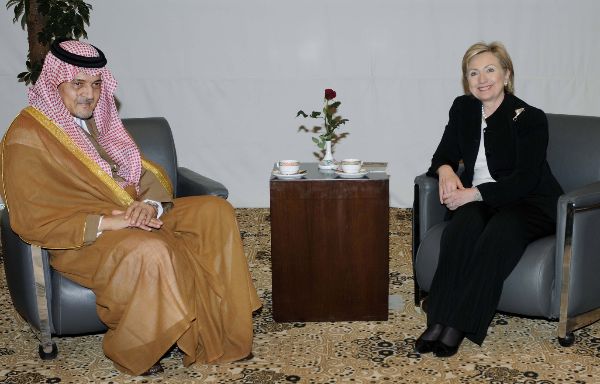 Secretary Clinton meets Saudi Arabia's Foreign Minister Prince Saud al-Faisal on the sidelines of the Egypt-hosted international conference on rebuilding Gaza, in Sharm el-Sheik, Egypt Monday, March 2, 2009.