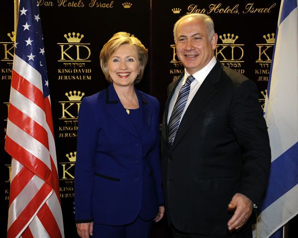 Secretary of State Hillary Rodham Clinton before her meeting with Prime Minister-Designate Benyamin Netanyahu at the King David Hotel, Jerusalem, March 3, 2009.