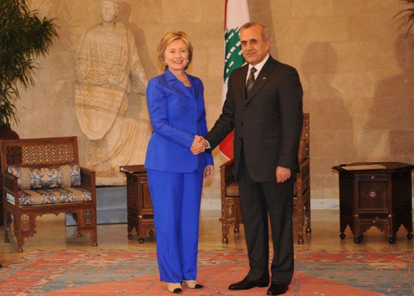 Secretary Clinton with Lebanese President Michel Sleiman.