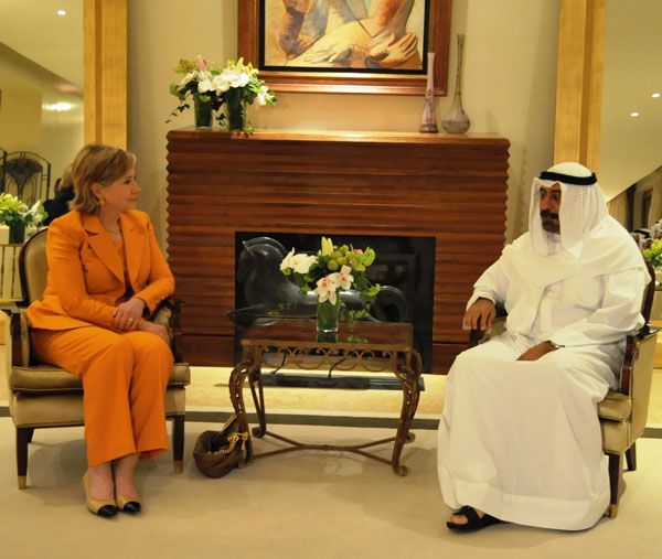 Secretary of State Hillary Rodham Clinton meets with the Kuwaiti Deputy Premier and Minister of Foreign Affairs Shaykh Dr. Mohammad Al Sabah on Friday, April 24, 2009.