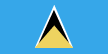 The flag of St. Lucia is blue, with a gold isosceles triangle below a black arrowhead; the upper edges of the arrowhead have a white border. 