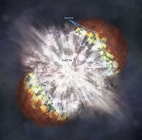 Illustration showing a supernova explosion.