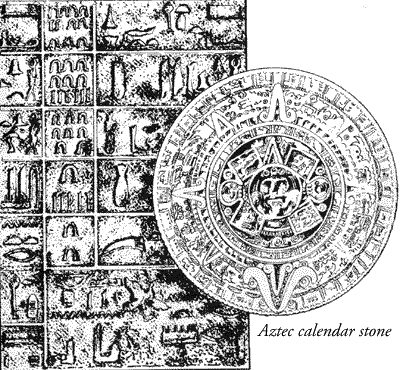[Aztec calendar stone]