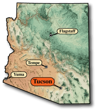 Map of Arizona with USGS offices.