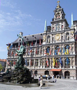 Antwerp City Hall in the center of Grote Market, Antwerp, Belgium. August 23, 1999. [© AP Images]
