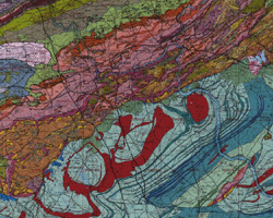 Detail from the 1:250000-scale geologic map of the Newark quadrangle, New Jersey, Pennsylvania and New York.