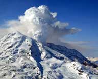 Redoubt volcano on April 16, 2009 from the east -  Cyrus Read, U.S. Geological Survey