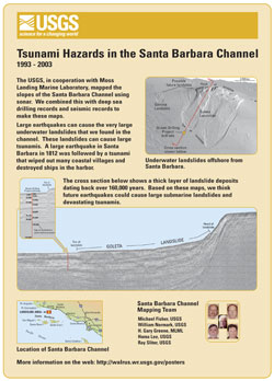 Mini version of the USGS poster Tsunami Hazards in the Santa Barbara Channel