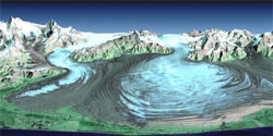 PIA03386: Malaspina Glacier, Alaska, Perspective with Landsat Overlay