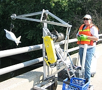 Sampling a stream for mercury.