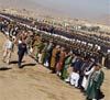 Date: 11/08/2007 Description: Afghan men stand and ready to offer prayers at the funeral of legislator Mustafa Kazimi in Kabul, Afghanistan. © AFP Photo