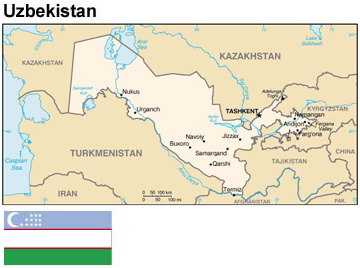 Uzbekistan:  Map and flag