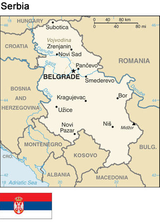 Serbia: Map and flag