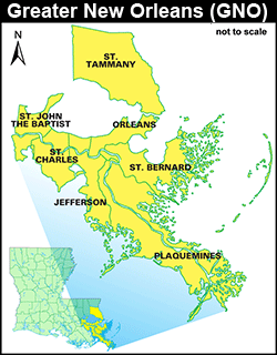 Map of New Orleans Parishes