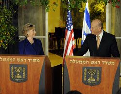 Date: 03/03/2009 Description: Secretary of State Hillary Rodham Clinton during statement at Prime Minister Ehud Olmert