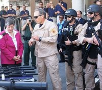 Secretary Napolitano on border with ICE agents.