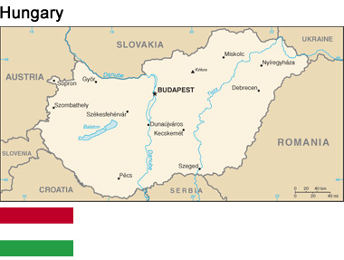 Hungary:  Map and flag