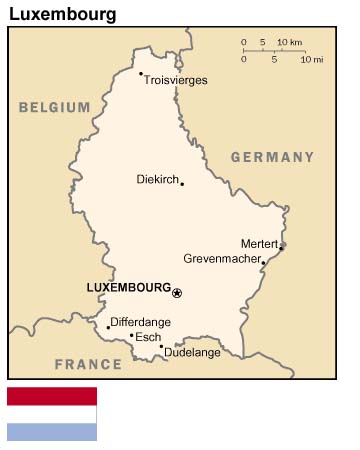 Luxembourg:  Map and Flag