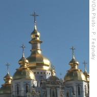 Domes of Saint Michael's Cathedral in Kyiv, Ukraine