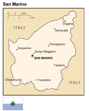San Marino: Map and Flag