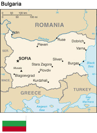 Bulgaria:  Map and flag