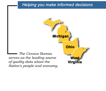 The Census Bureau serves as the leading source of quality data about the Nation's people and economy. We honor privacy, protect confidentiality, share our expertise globally, and conduct our work openly.  We are guided on this mission by our strong and capable workforce, our readiness to innovate, and our abiding commitment to our customers. The Detroit region includes Michigan, Ohio, and West Virginia.