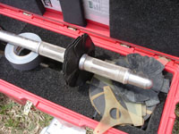 A close-up view of a heat-pulse flow-meter tool. The tool is used to determine the vertical flow-rate of ground water in boreholes at the site. This information is used to determine the hydraulic properties of fractures during ambient and pumping conditions