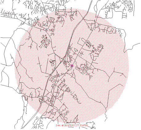 Radius on map