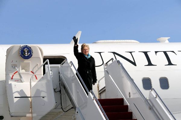 Secretary of State Hillary Clinton departs Andrews Air Force Base for her first official trip to Asia where she will visit Japan, Indonesia, South Korea, and China.