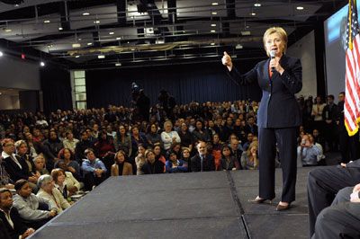 Date: 01/23/2009 Description: Secretary Clinton addresses USAID employees. State Dept Photo