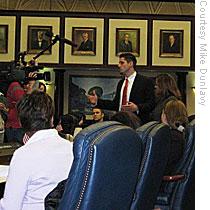 Mike Dunlavy on the House floor preparing to address Florida legislators