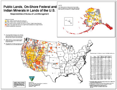 A map of the U.S. showing the distribution of Public Lands under BLM administration.