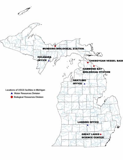 Locations of Michigan USGS Offices