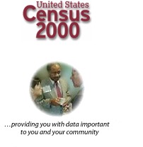 Photo of people talking and the caption "Census 2000, providing you with data important to you and your community"