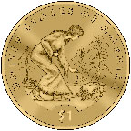 Coin image shows an American Indian woman sowing seed in a garden.