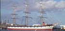 The Balclutha, a sailing ship, built in 1886, now resides at Hyde Street Pier.