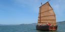The Grace Quan, a Chinese shrimp junk, sailing on San Francisco Bay.