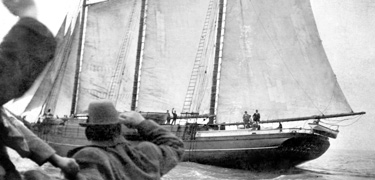 Lumber schooner C. A. Thayer with sails set in 1912.