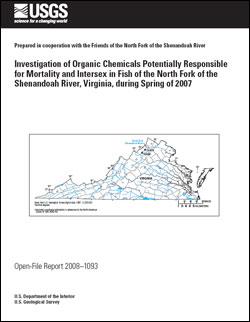Open File report cover - Map showing location of the two sampling sites on the North Fork of the She