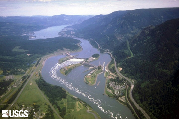 Aerial view of Bonneville Dam